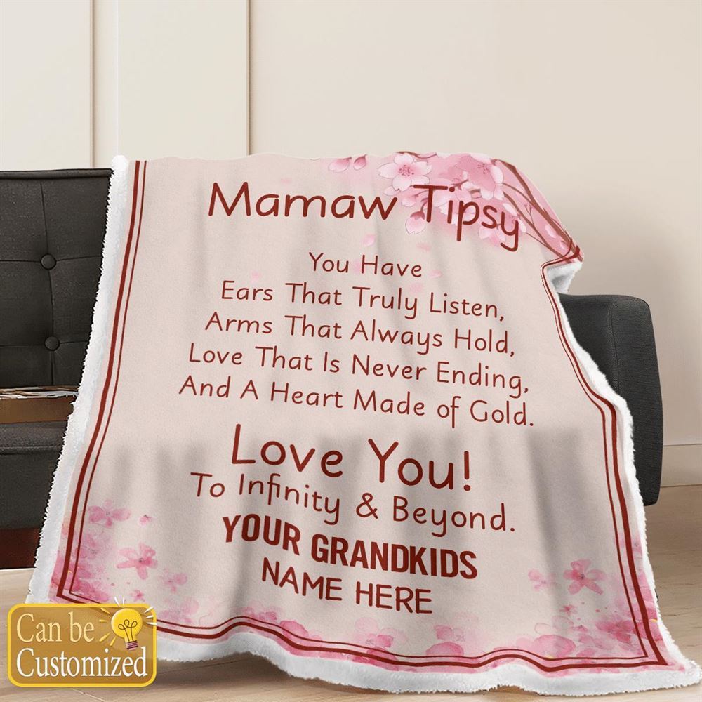 Mother's Day Personalized Blanket For Grandma Mawma Tipsy Love You To Infinity & Beyond Blanket Gift For Grandma, Birthday Gift