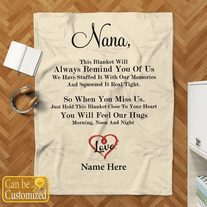 Mother's Day Personalized Blanket For Nana This Blanket Will Always Remind You Of Us Blanket Gift For Grandma, Birthday Gift