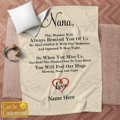 Mother's Day Personalized Blanket For Nana This Blanket Will Always Remind You Of Us Blanket Gift For Grandma, Birthday Gift