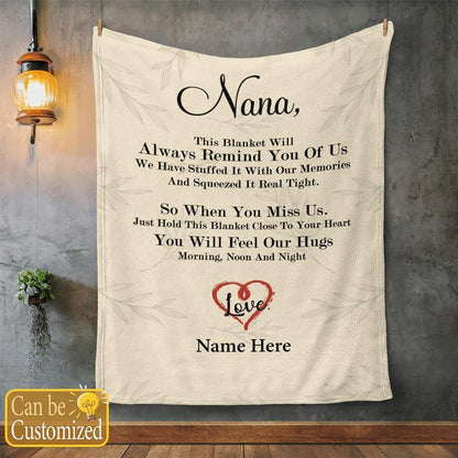 Mother's Day Personalized Blanket For Nana This Blanket Will Always Remind You Of Us Blanket Gift For Grandma, Birthday Gift