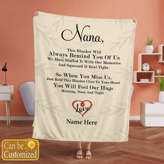 Mother's Day Personalized Blanket For Nana This Blanket Will Always Remind You Of Us Blanket Gift For Grandma, Birthday Gift