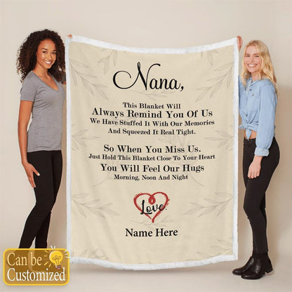Mother's Day Personalized Blanket For Nana This Blanket Will Always Remind You Of Us Blanket Gift For Grandma, Birthday Gift