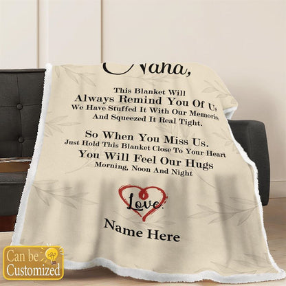 Mother's Day Personalized Blanket For Nana This Blanket Will Always Remind You Of Us Blanket Gift For Grandma, Birthday Gift
