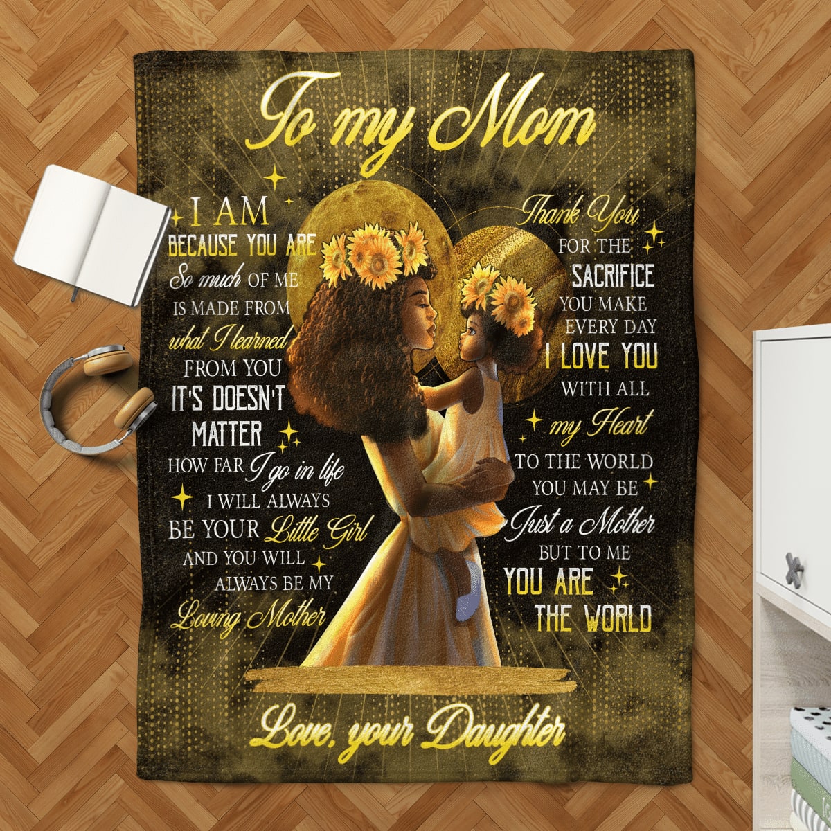 Mother's Day To My Mom Blanket Afro Mom From Daughter Blanket Thanks For The Sacrifice You Make Every Day Blanket Mothers Day, Birthday Gift