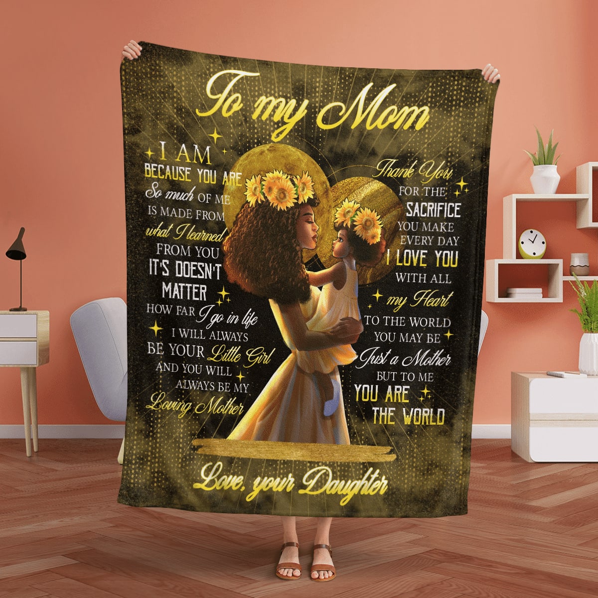 Mother's Day To My Mom Blanket Afro Mom From Daughter Blanket Thanks For The Sacrifice You Make Every Day Blanket Mothers Day, Birthday Gift
