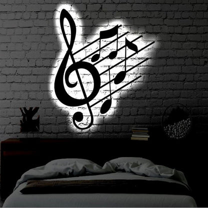 Music LED Metal Art Sign, Light Up Music Note Metal Sign, Anniversary Gift, Home Decor Sign, Outdoor Sign, Wall Hanging Art