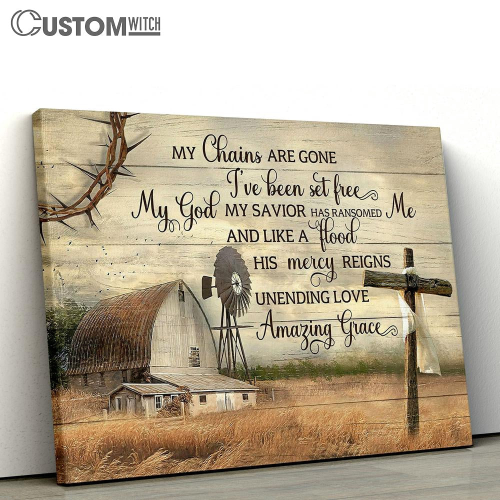 My Chains Are Gone I've Been Set Free Canvas Wall Art - Amazing Grace - Bible Verse Wall Art - Christian Home Decor