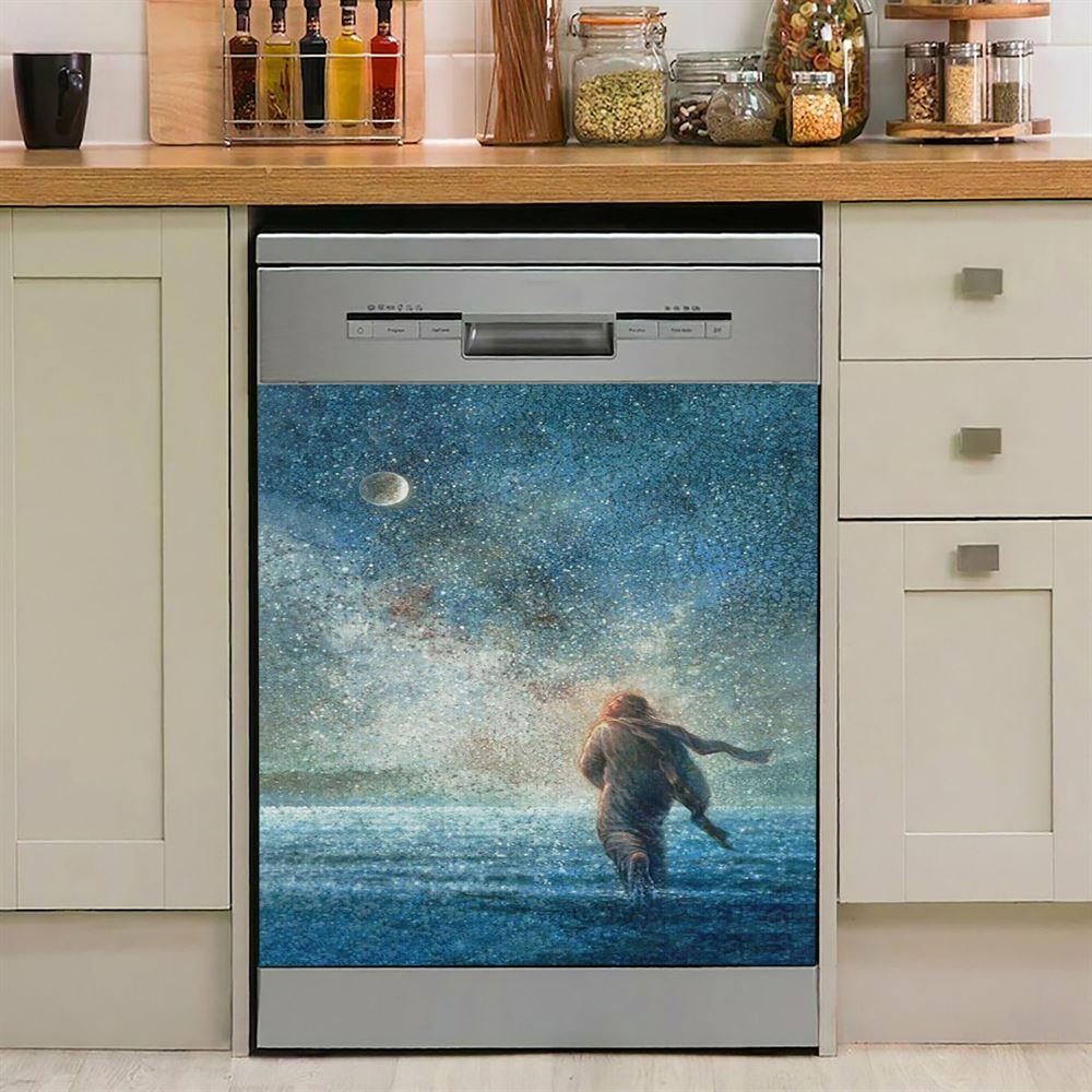 My Father'S Creations Jesus And The Night Dishwasher Cover, Jesus Christ Dishwasher Wrap, Christian Kitchen Decoration
