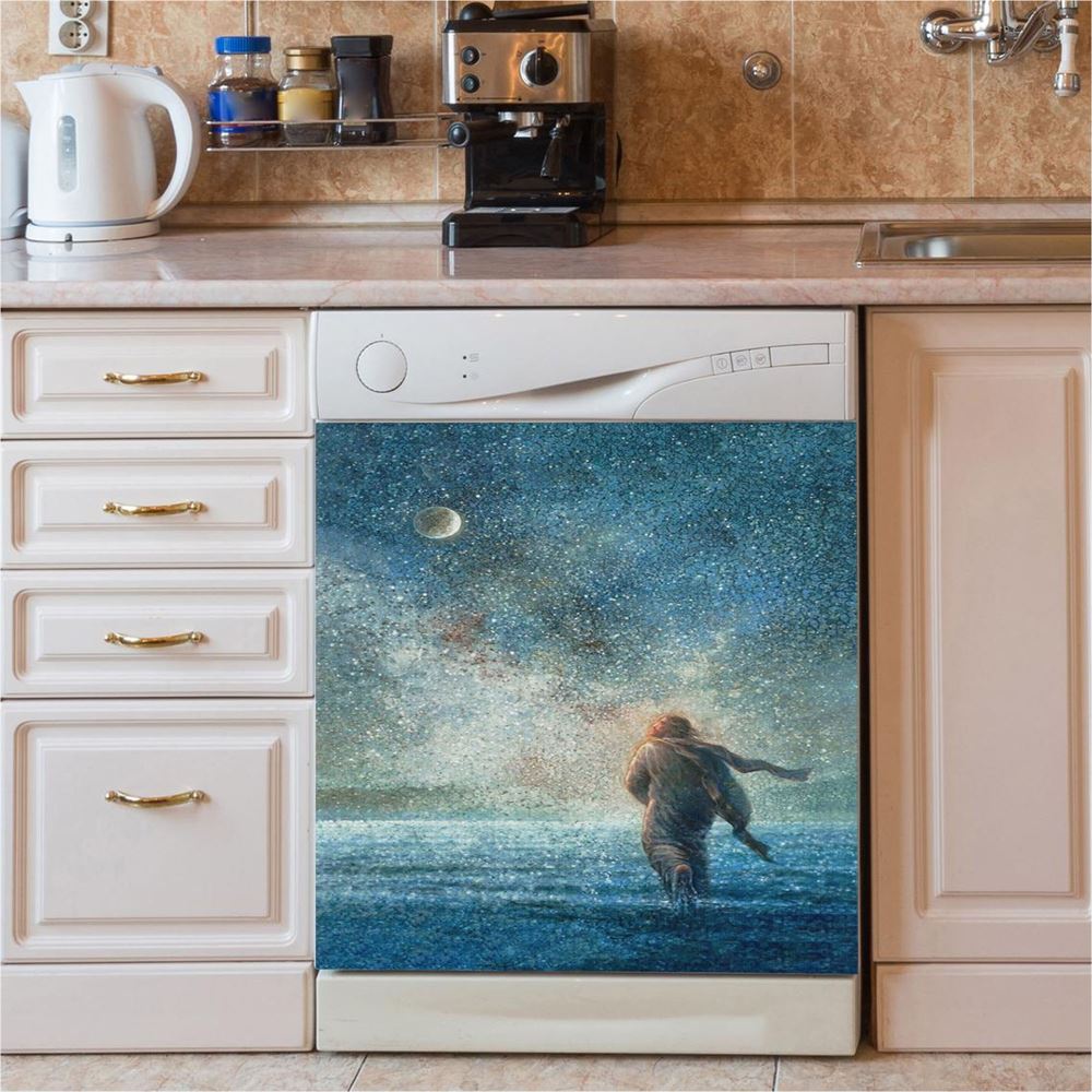 My Father'S Creations Jesus And The Night Dishwasher Cover, Jesus Christ Dishwasher Wrap, Christian Kitchen Decoration