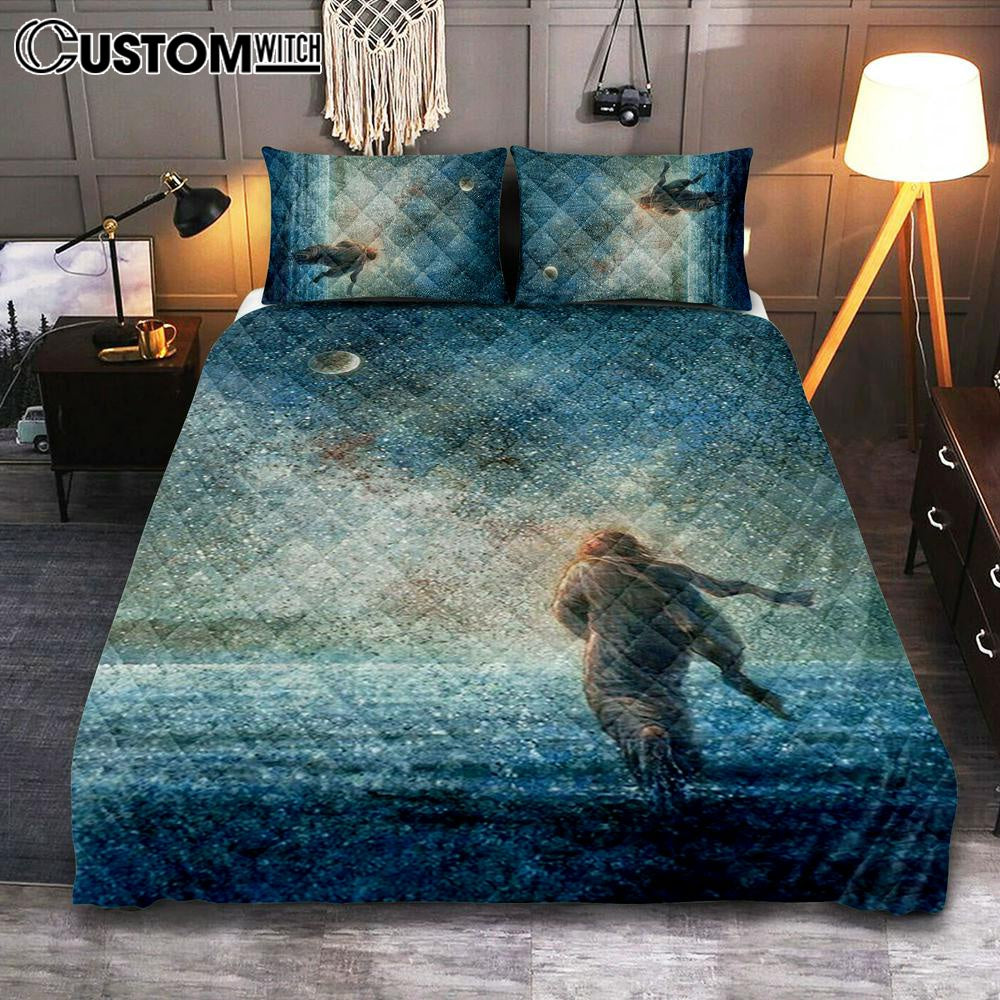 My Father's Creations Jesus And The Night Quilt Bedding Set Prints - Jesus Christ Quilt Bedding Set Art - Christian Cover Twin Bedding Decor