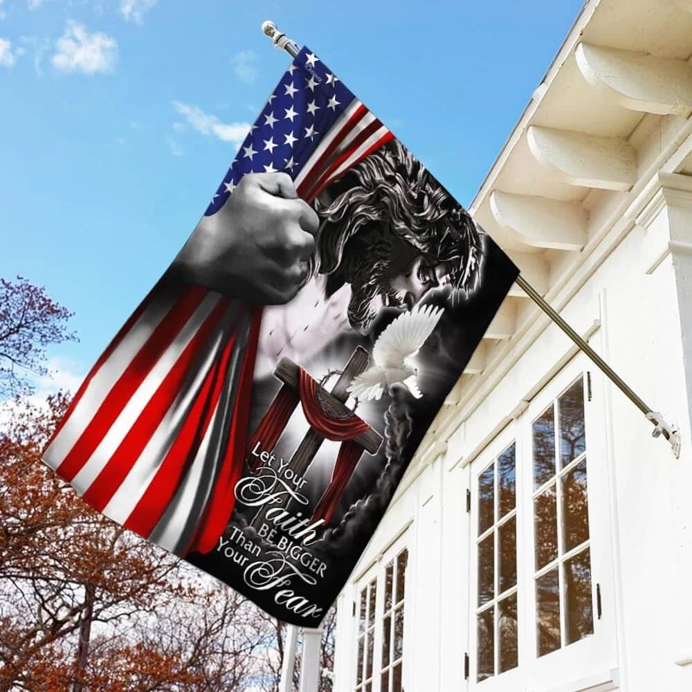 My God Jesus Christian Let Your Faith Be Bigger Than Your Fear House Flags, Christian Flag, Scripture Flag, Garden Banner
