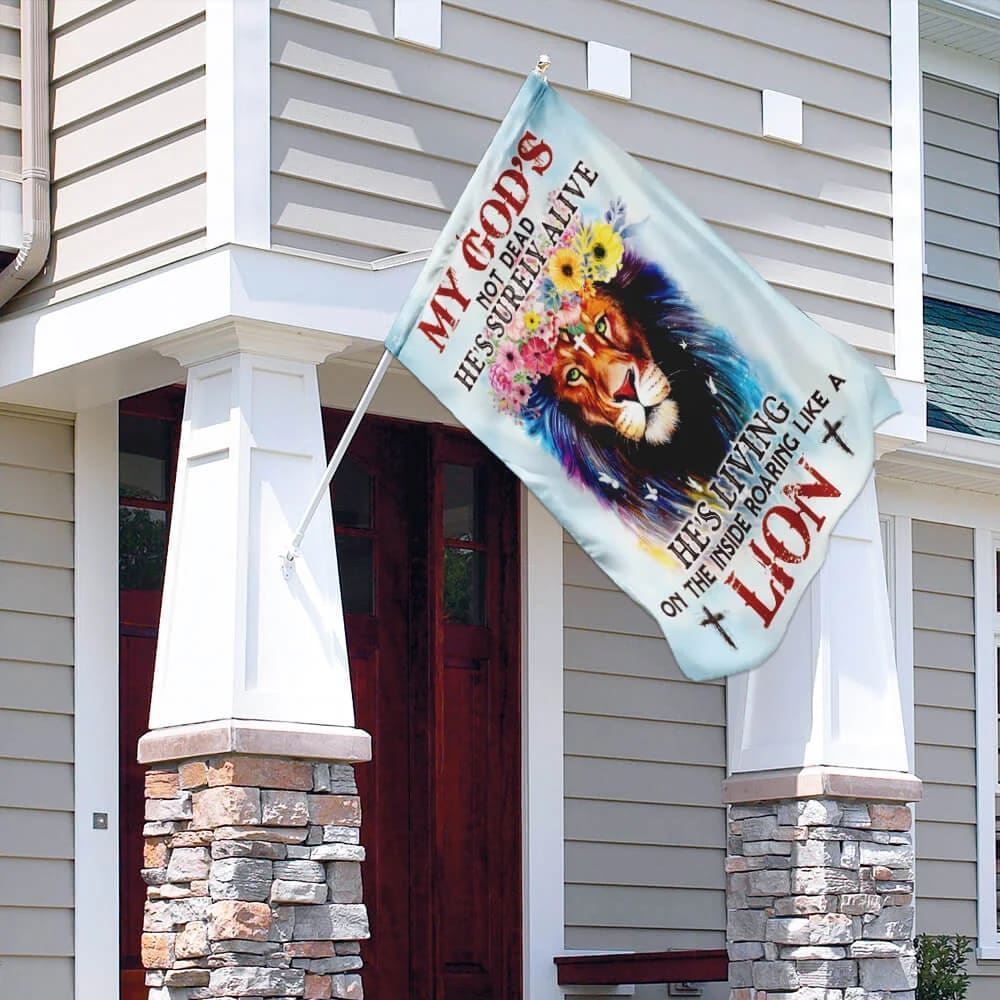 My God Not Dead Christian Lion House Flag, Christian Flag, Christian Flag, Scripture Flag, Garden Banner