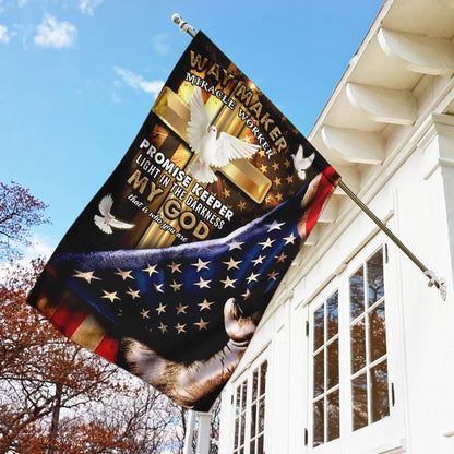 My God Way Maker Miracle Worker Christian Doves House Flags, Christian Flag, Scripture Flag, Garden Banner