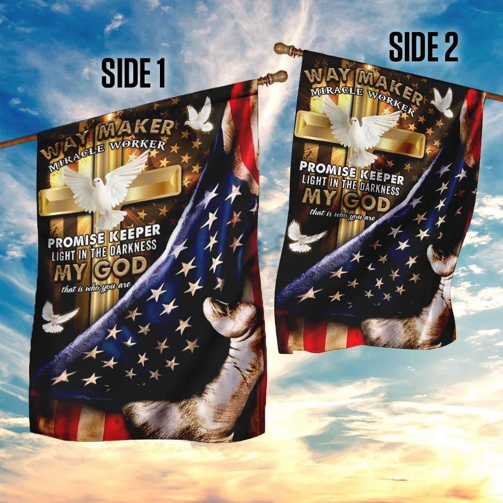 My God Way Maker Miracle Worker Christian Doves House Flags, Christian Flag, Scripture Flag, Garden Banner