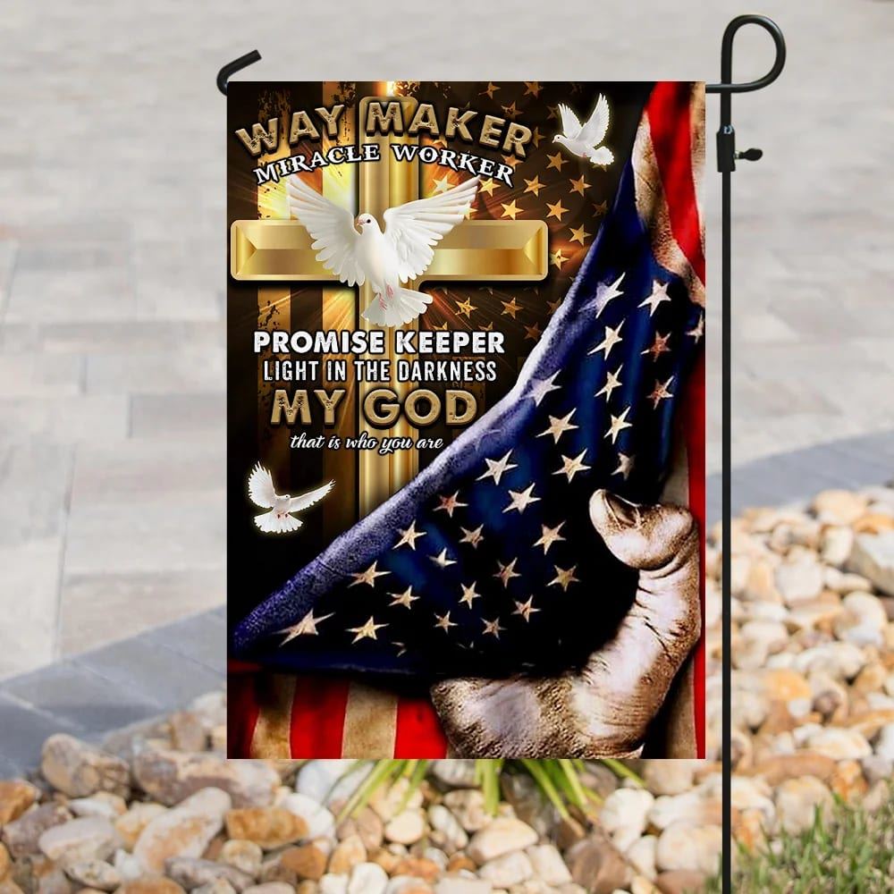My God Way Maker Miracle Worker Christian Doves House Flags, Christian Flag, Scripture Flag, Garden Banner