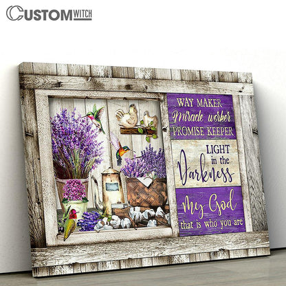 My God is the light in the darkness Dried lavender hummingbird Canvas Wall Art - Bible Verse Canvas - Religious Prints