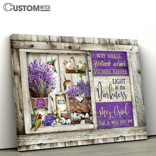 My God is the light in the darkness Dried lavender hummingbird Canvas Wall Art - Bible Verse Canvas - Religious Prints