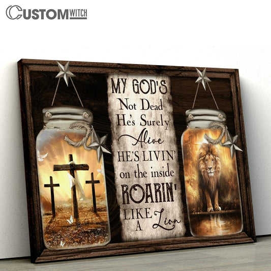 My God's Surely Alive Lion Cross Large Canvas - Christian Canvas Prints - Religious Canvas Art