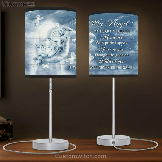 My Heart Is Full Of Memories Table Lamb - Baby Cat Jesus Take My Hand Table Lamb Gift - Bible Verse Table Lamb - Religious Bedroom Decor