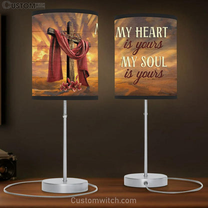 My Heart Is Yours My Soul Is Yours Cross Crown Of Thorn Red Lily Flower Table Lamb Gift - Bible Verse Table Lamb - Religious Bedroom Decor