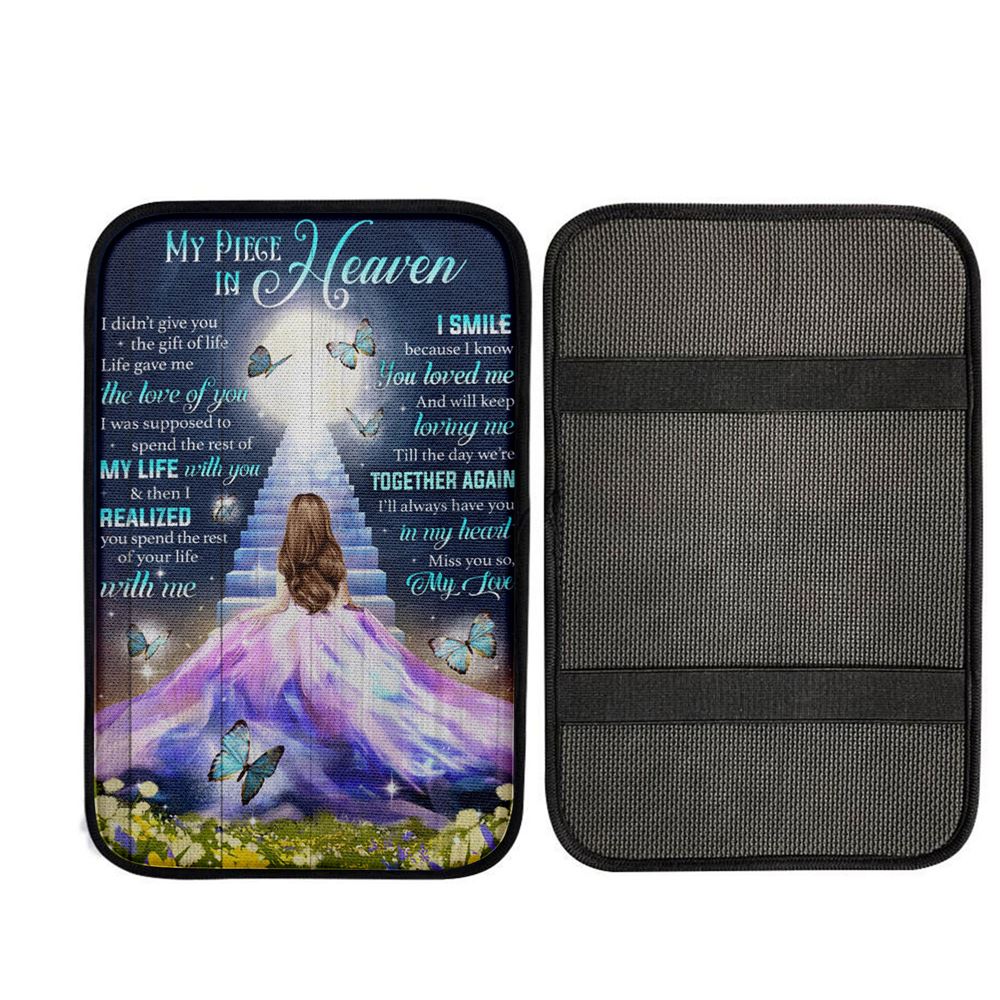 My Piece In Heaven Beautiful Girl Car Center Console Cover, Christian Gift Car Armrest Pad