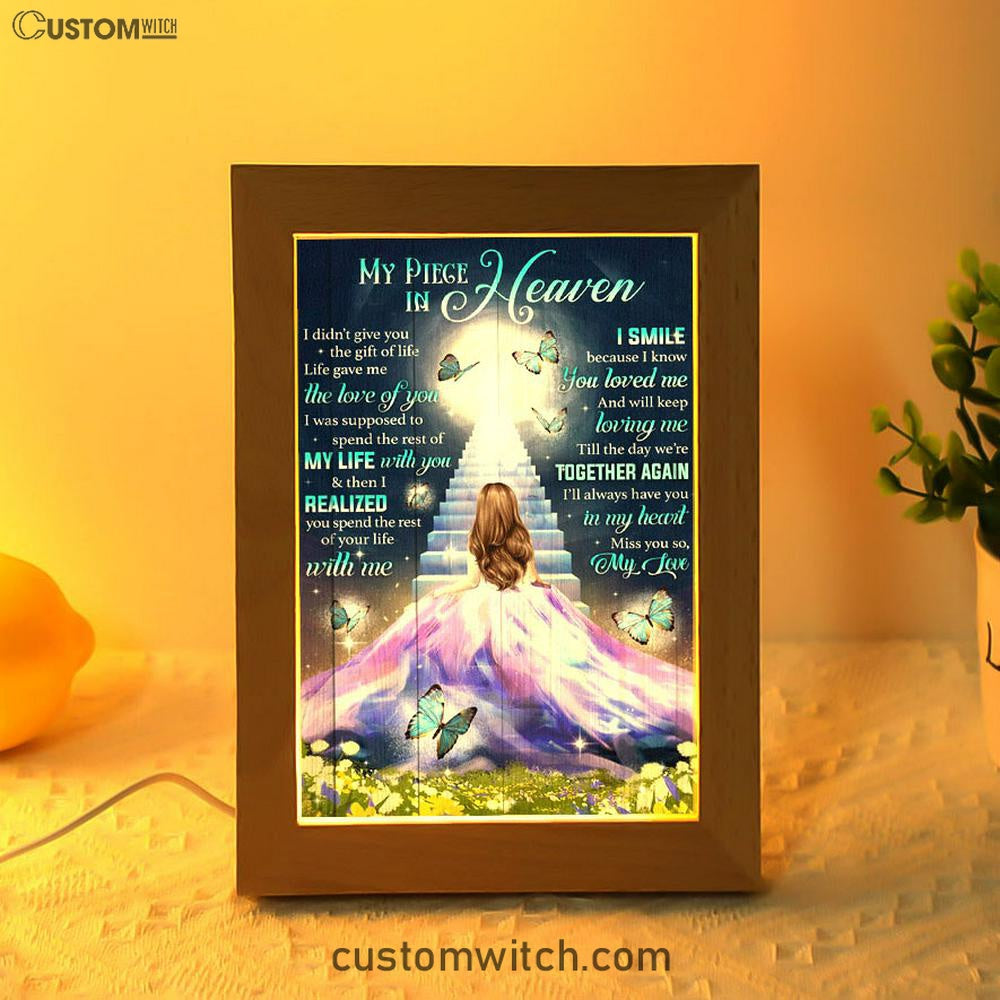 My Piece In Heaven Beautiful Girl Frame Lamp Prints - Christian Decor - Bible Verse Wooden Lamp