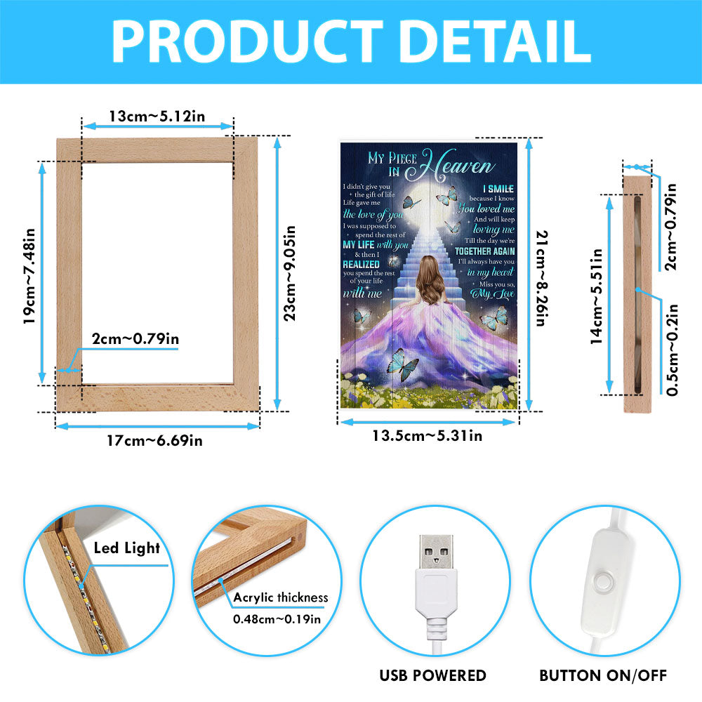 My Piece In Heaven Beautiful Girl Frame Lamp Prints - Christian Decor - Bible Verse Wooden Lamp