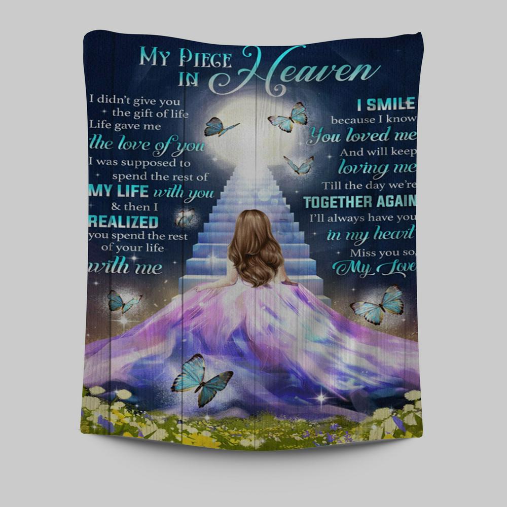 My Piece In Heaven Beautiful Girl Tapestry Prints - Christian Wall Decor - Bible Verse Tapestry Art