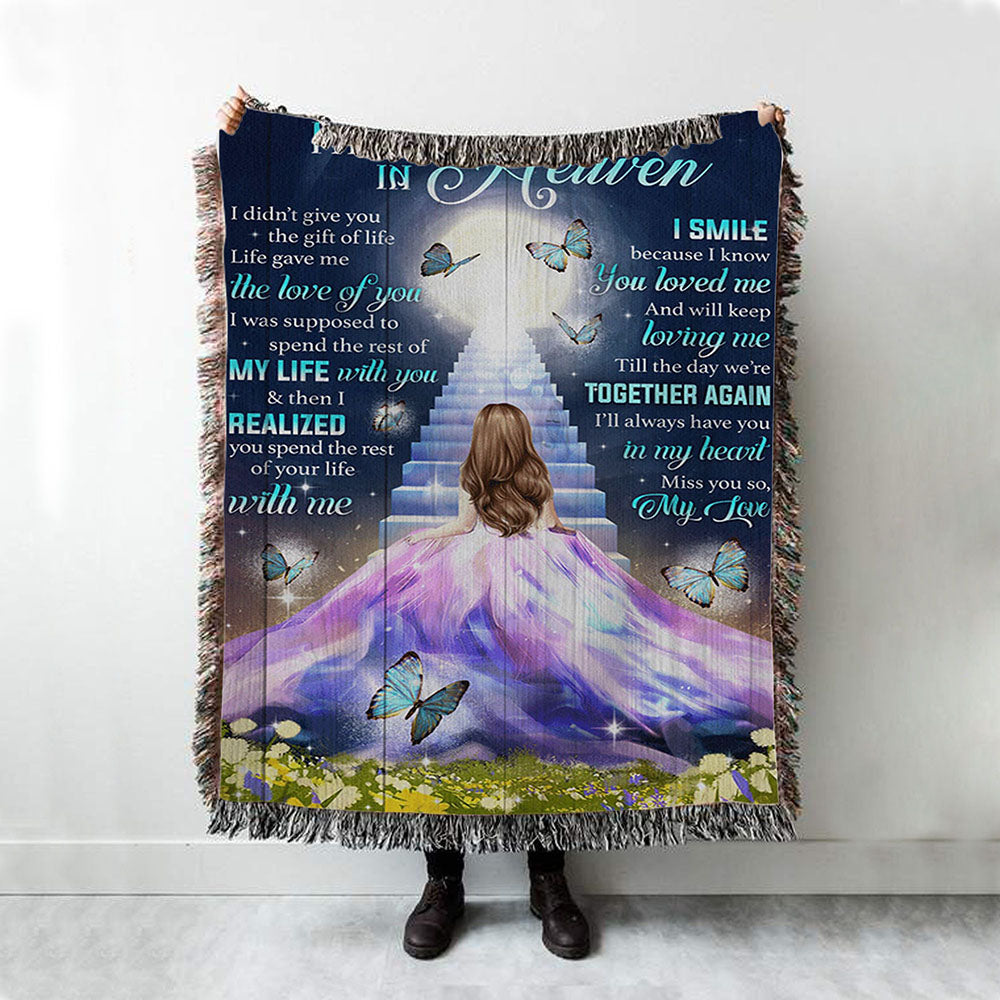 My Piece In Heaven Beautiful Girl Woven Blanket Prints - Christian Boho Blanket - Bible Verse Woven Blanket Art