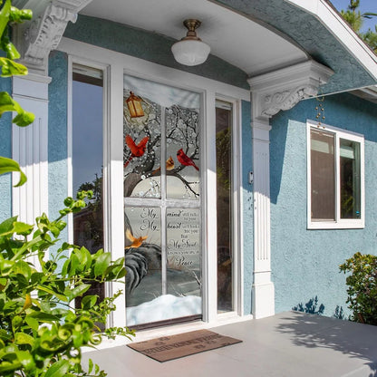 My Soul Knows You Are At Peace Cardinal Memory Sign Door Cover, Christmas Door Knob Covers, Christmas Outdoor Decoration