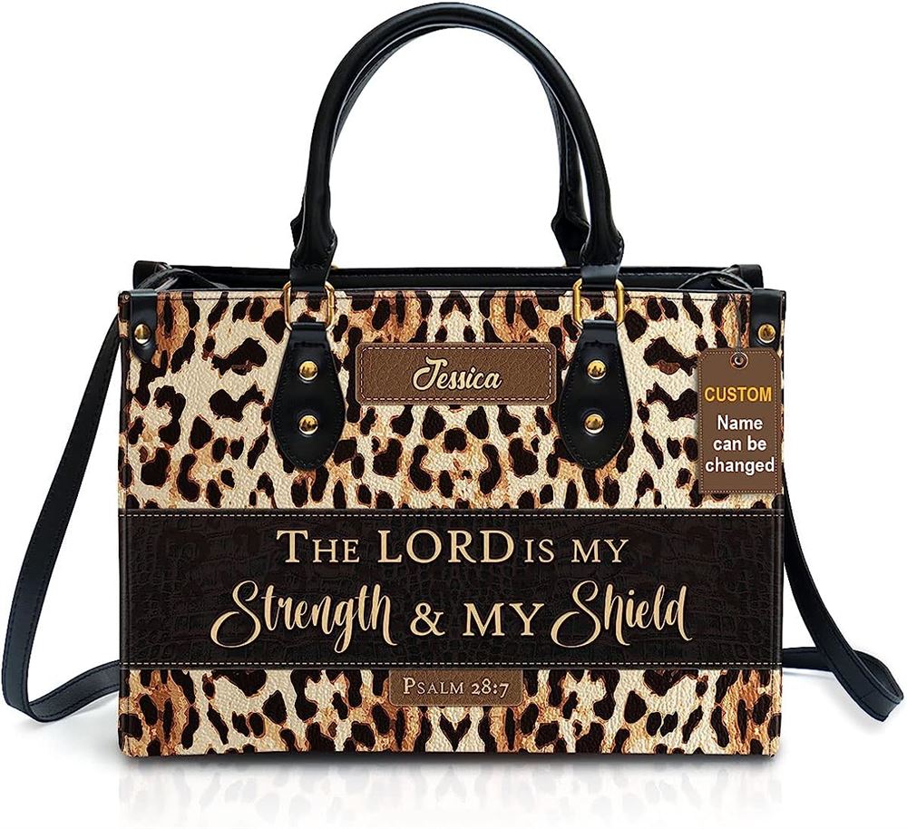 My Strength & My Shield Personalized Leather Bag With Handle For Christian Women