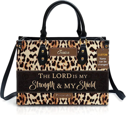 My Strength & My Shield Personalized Leather Bag With Handle For Christian Women