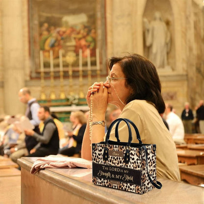 My Strength & My Shield Personalized Leather Bag With Handle For Christian Women