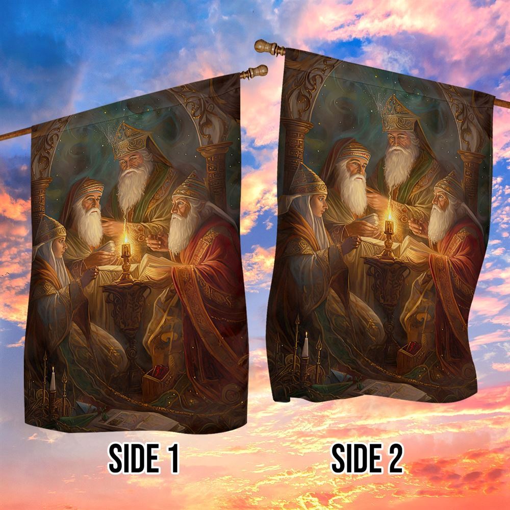 Mystical Council Of The Elders Flag, Christian Christmas House Flag, Christmas Outdoor Decor Ideas
