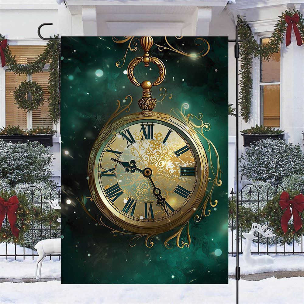 Mystical Timepiece A Celestial Winter's Eve Flag, Christmas Garden Flag, Home Decor Accessories, Christmas Outdoor Decor Ideas