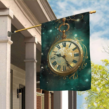 Mystical Timepiece A Celestial Winter's Eve Flag, Christmas Garden Flag, Home Decor Accessories, Christmas Outdoor Decor Ideas