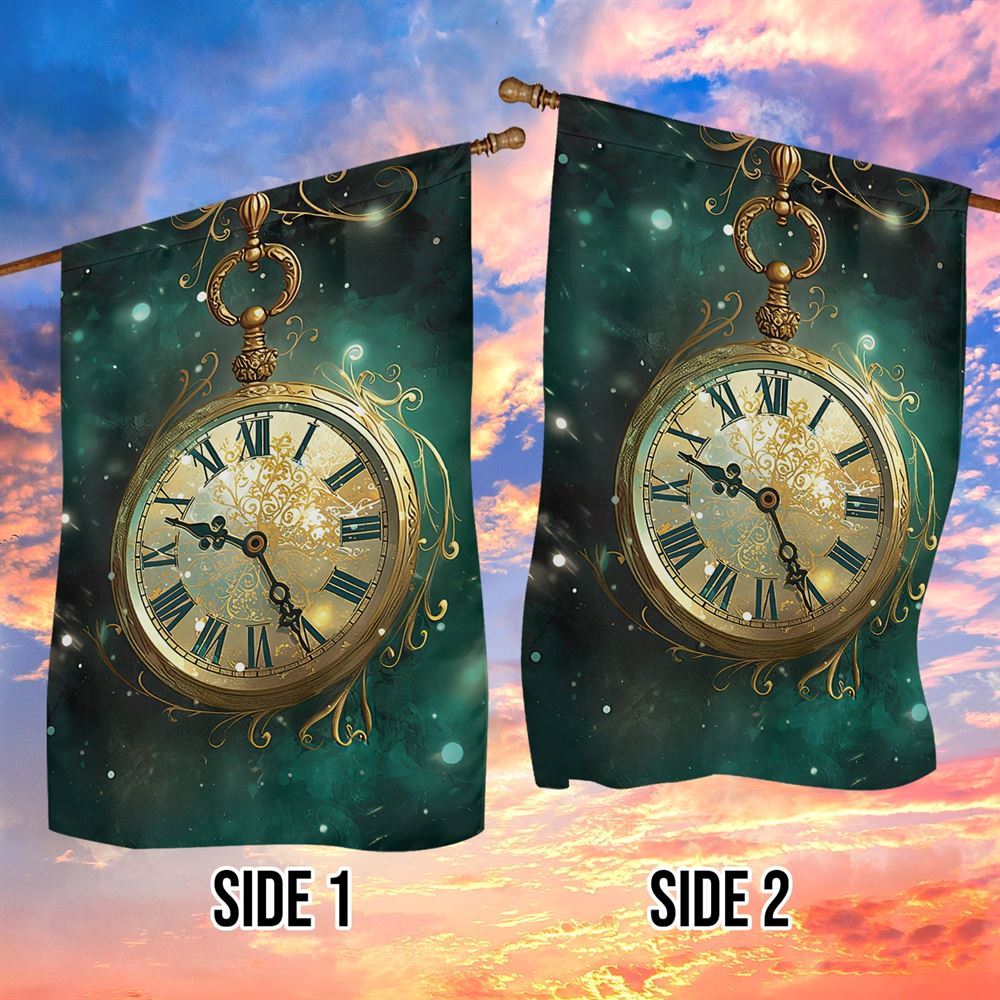 Mystical Timepiece A Celestial Winter's Eve Flag, Christmas Garden Flag, Home Decor Accessories, Christmas Outdoor Decor Ideas