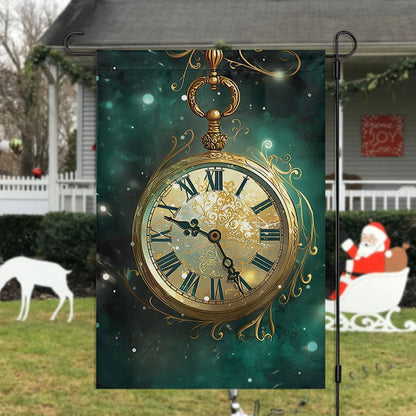 Mystical Timepiece A Celestial Winter's Eve Flag, Christmas Garden Flag, Home Decor Accessories, Christmas Outdoor Decor Ideas