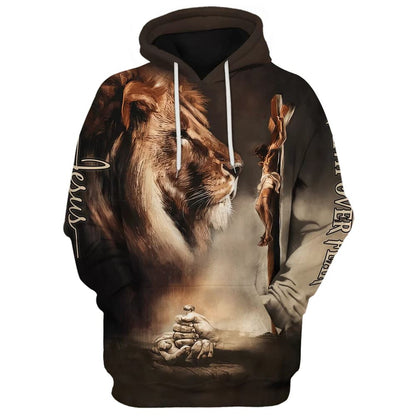 Nail The Hand Of Jesus And Lion Hoodies Jesus Hoodie Men & Women, God 3D Printed Hoodie, Christian Apparel Hoodies