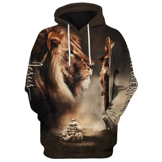 Nail The Hand Of Jesus And Lion Hoodies Jesus Hoodie Men & Women, God 3D Printed Hoodie, Christian Apparel Hoodies