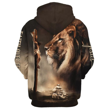 Nail The Hand Of Jesus And Lion Hoodies Jesus Hoodie Men & Women, God 3D Printed Hoodie, Christian Apparel Hoodies