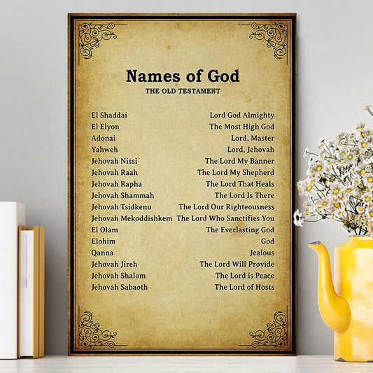 Names Of God Canvas Wall Art - The Old Testament - Christian Canvas Wall Art Decor
