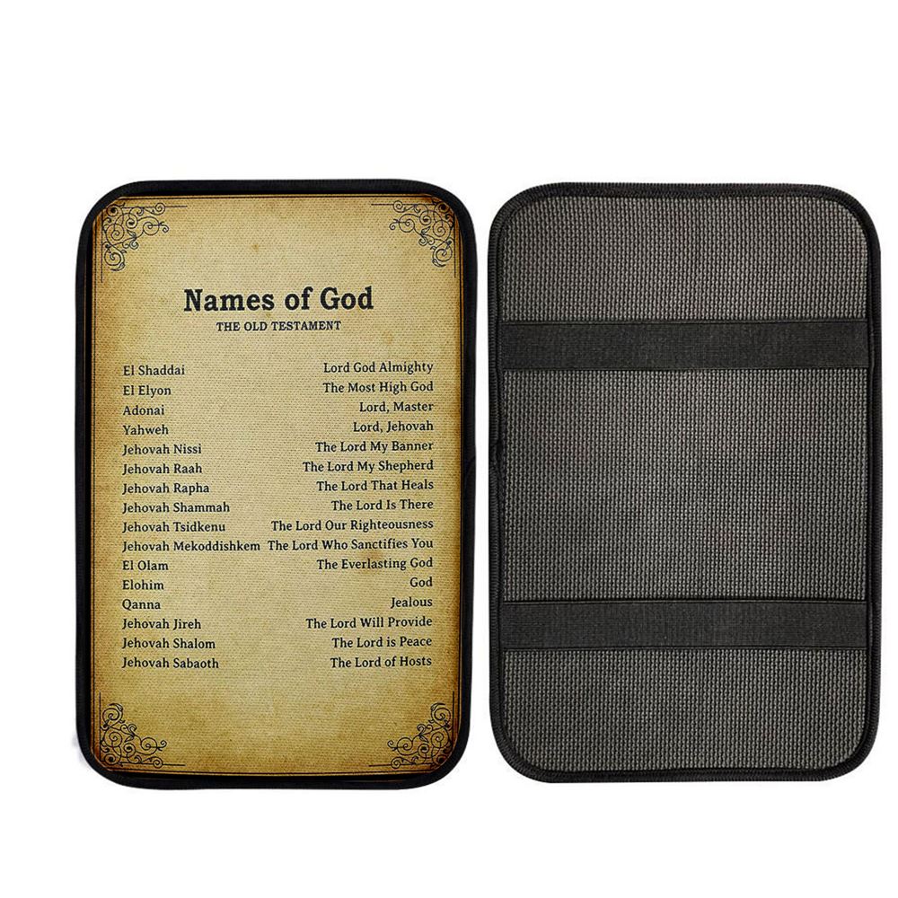 Names Of God Car Center Console Cover - The Old Testament, Christian Gift Car Armrest Pad
