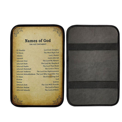 Names Of God Car Center Console Cover - The Old Testament, Christian Gift Car Armrest Pad