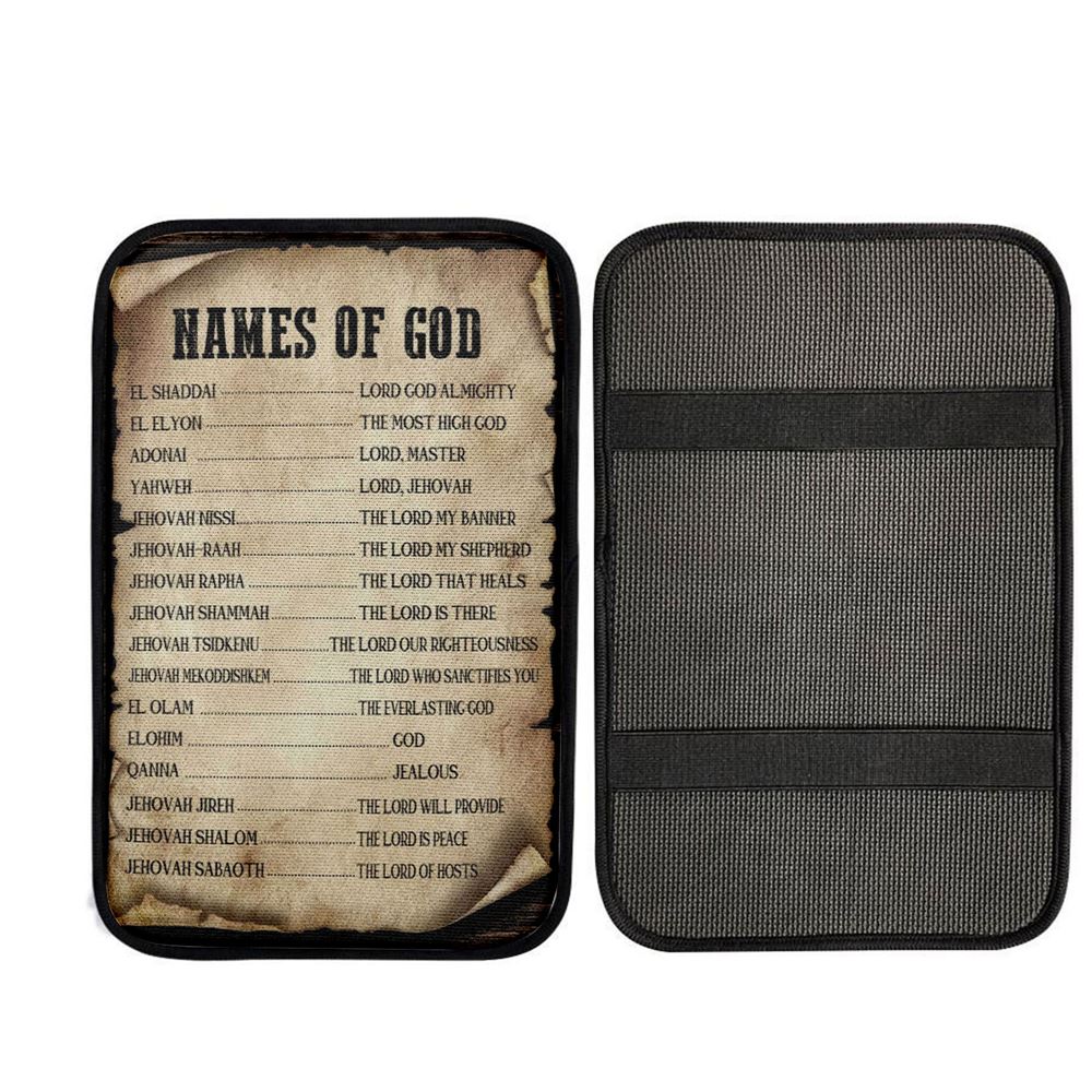 Names Of God Christian Car Center Console Cover, Jesus Art, Car Interior Accessories