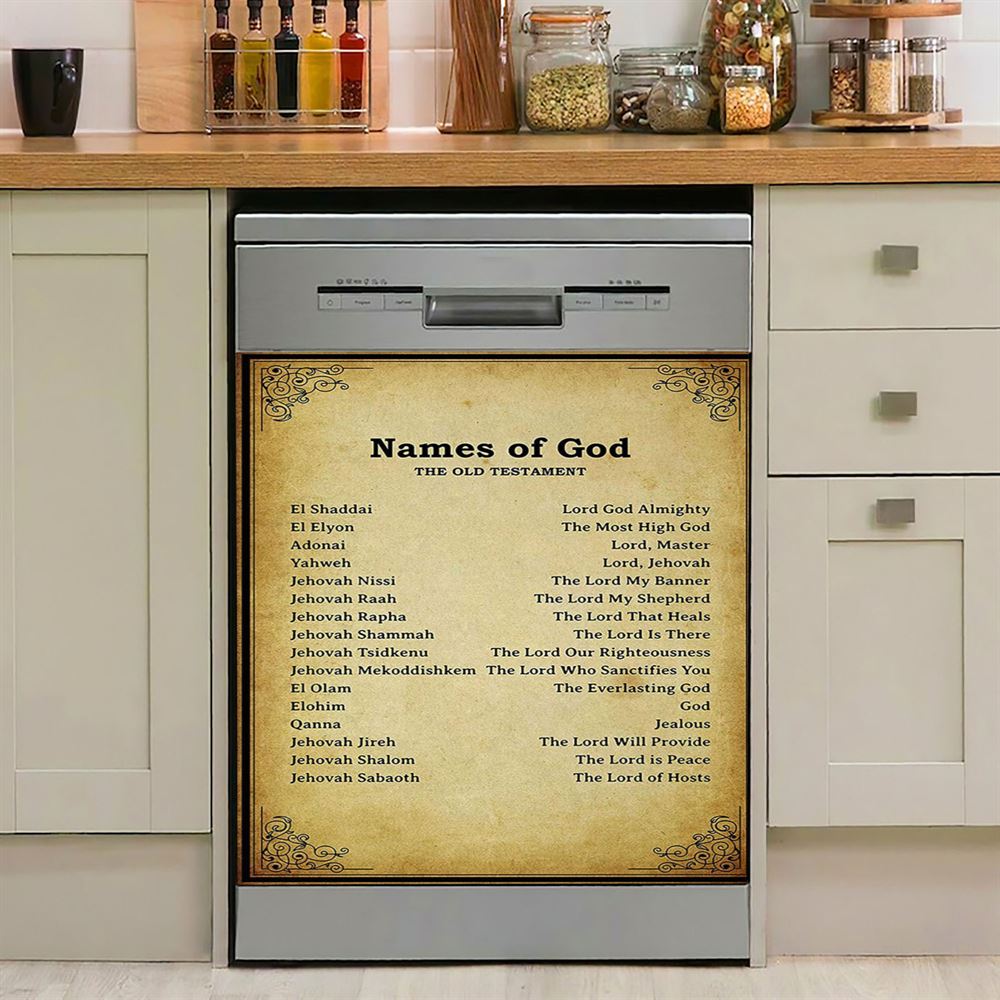 Names Of God Christian Dishwasher Cover, Bible Verse Dishwasher Wrap, Scripture Kitchen Decoration