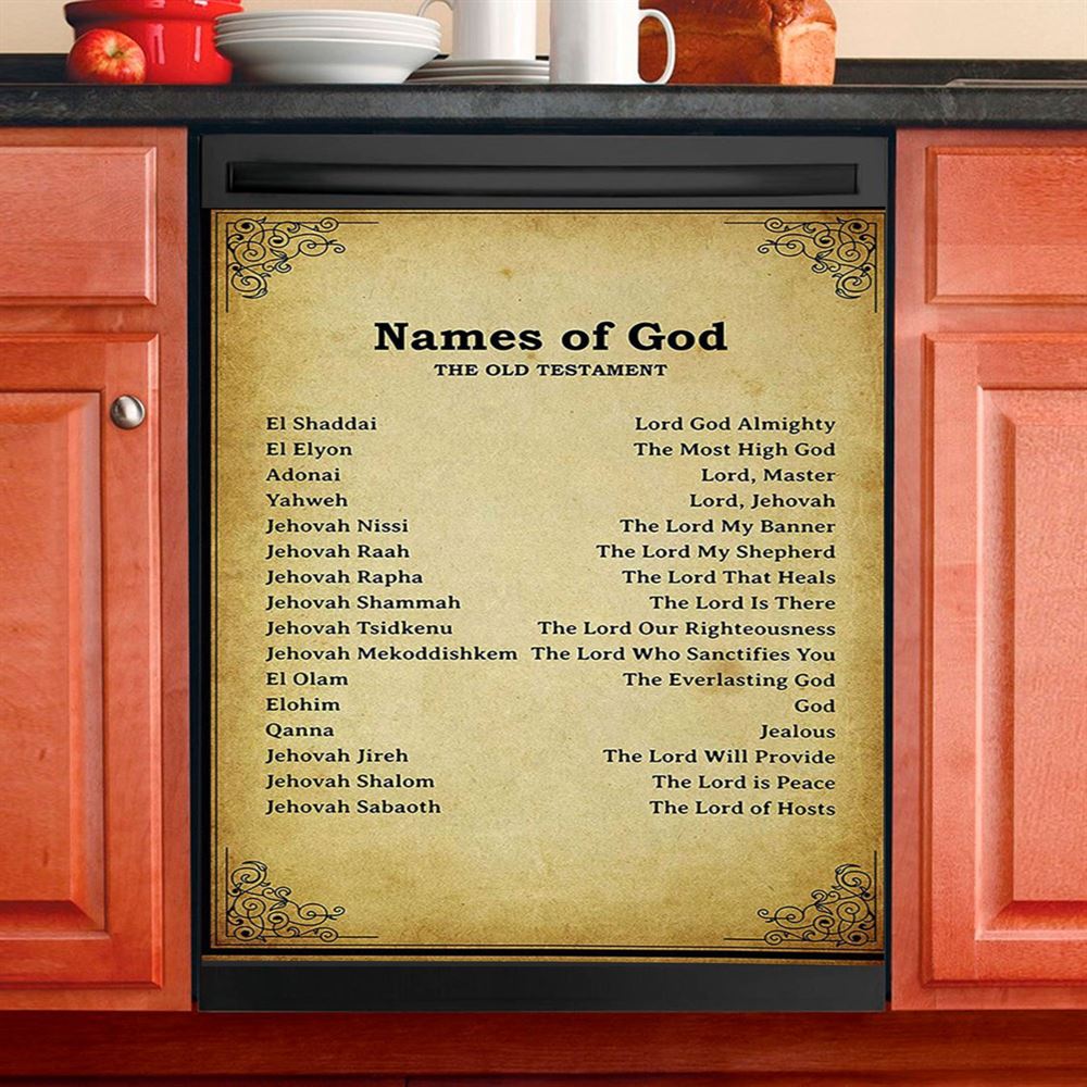 Names Of God Christian Dishwasher Cover, Bible Verse Dishwasher Wrap, Scripture Kitchen Decoration