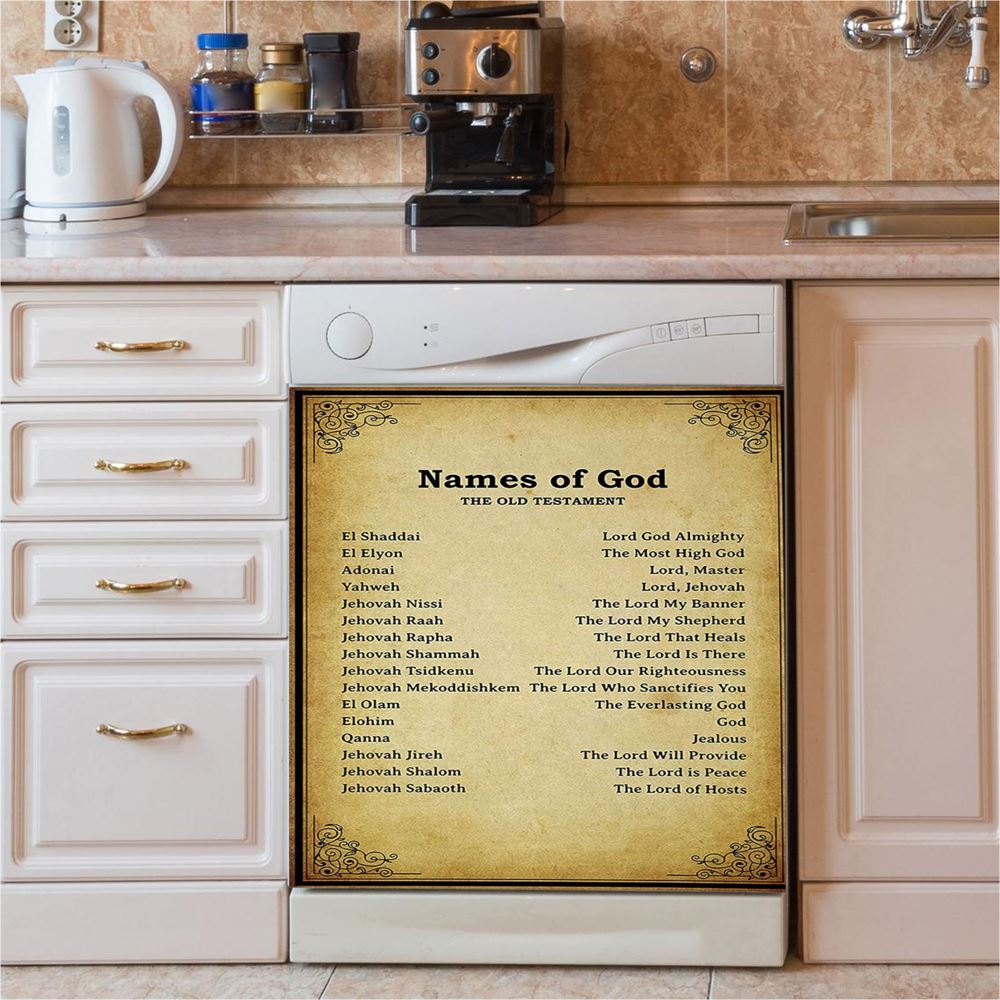 Names Of God Christian Dishwasher Cover, Bible Verse Dishwasher Wrap, Scripture Kitchen Decoration