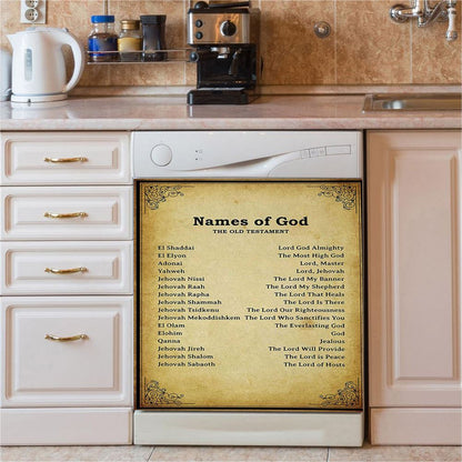 Names Of God Christian Dishwasher Cover, Bible Verse Dishwasher Wrap, Scripture Kitchen Decoration