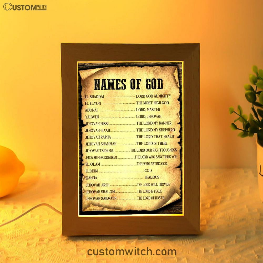 Names Of God Christian Night Light - Bible Verse Decor - Scripture Art
